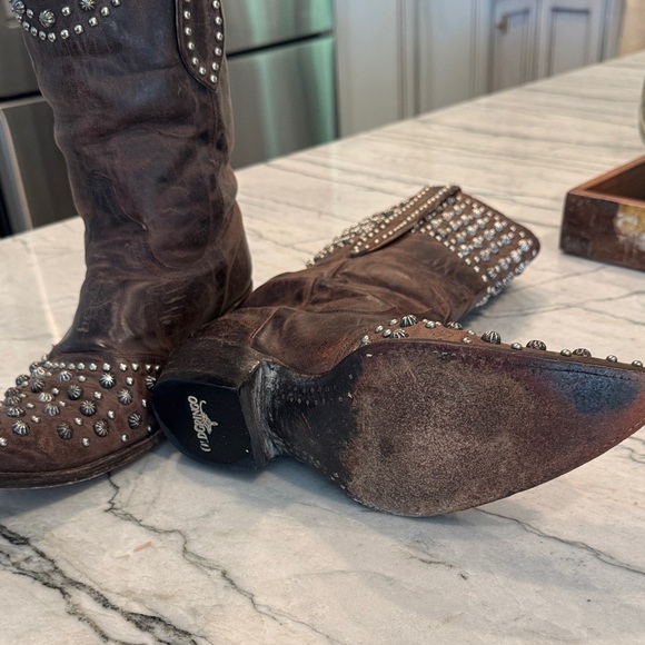 Old Gringo SZ 8.5 Studded Brown Leather Cowboy Boots - Picture 7 of 11